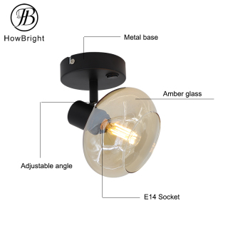 Round Corrugated Lamp Shade Gold Modern Glass Ceiling Lamp