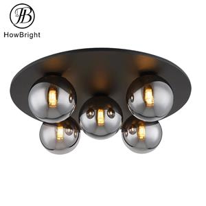 glass ceiling light smoky grey amber premium bedroom iron G9 ceiling lamp with glass ball