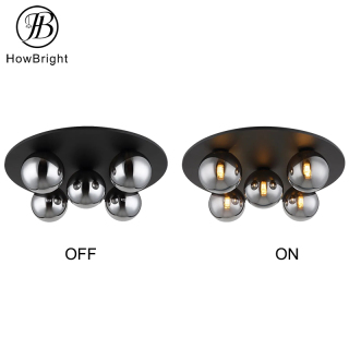 glass ceiling light smoky grey amber premium bedroom iron G9 ceiling lamp with glass ball