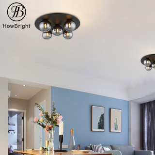 glass ceiling light smoky grey amber premium bedroom iron G9 ceiling lamp with glass ball