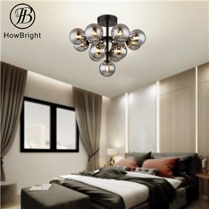 living room dining room glass ceiling light smoky grey amber premium bedroom iron G9 ceiling lamp with glass ball