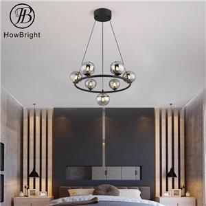 Lustre à 7 têtes à LED Lustre à boules de verre Lustre à bulles en verre moderne étoilé