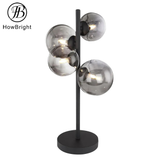 Smoke grey glass table lamps luxury modern decorative black matt 3000K table light lamp
