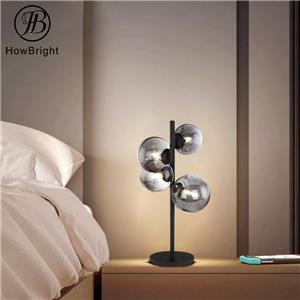 Smoke grey glass table lamps luxury modern decorative black matt 3000K table light lamp