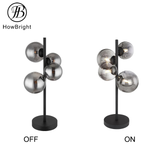 Smoke grey glass table lamps luxury modern decorative black matt 3000K table light lamp