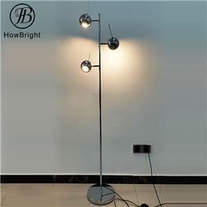 Office Upgraded Dimming Built-in LED Frosted Shade Tall Pole floor Lamp 3 Globe Mid Century Standing table lamp