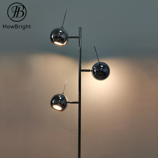 Office Upgraded Dimming Built-in LED Frosted Shade Tall Pole floor Lamp 3 Globe Mid Century Standing table lamp