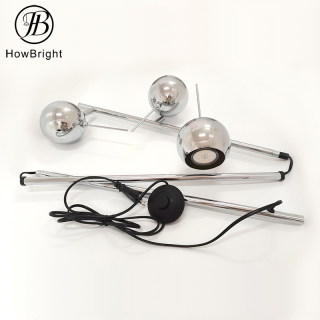 Office Upgraded Dimming Built-in LED Frosted Shade Tall Pole floor Lamp 3 Globe Mid Century Standing table lamp