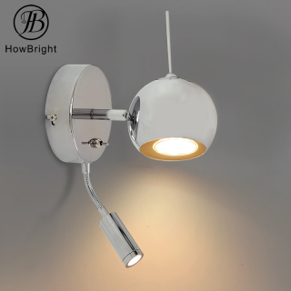 Modern Chrome Eyeball bedside reading sconce