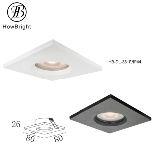 GU10 square round anti-glare recessed IP44 spotlights ceiling downlights