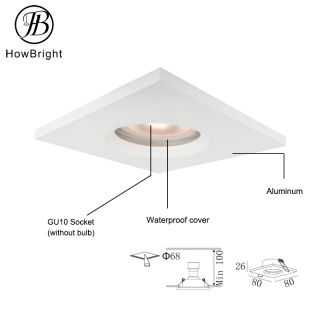 GU10 square round anti-glare recessed IP44 spotlights ceiling downlights