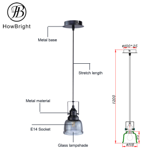 Industrial Wind Smoke Gray Glass Pendant Lights