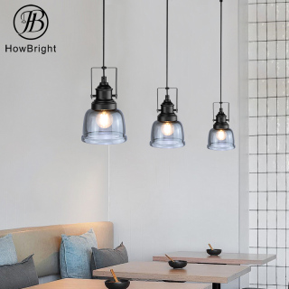 Industrial Wind Smoke Gray Glass Pendant Lights
