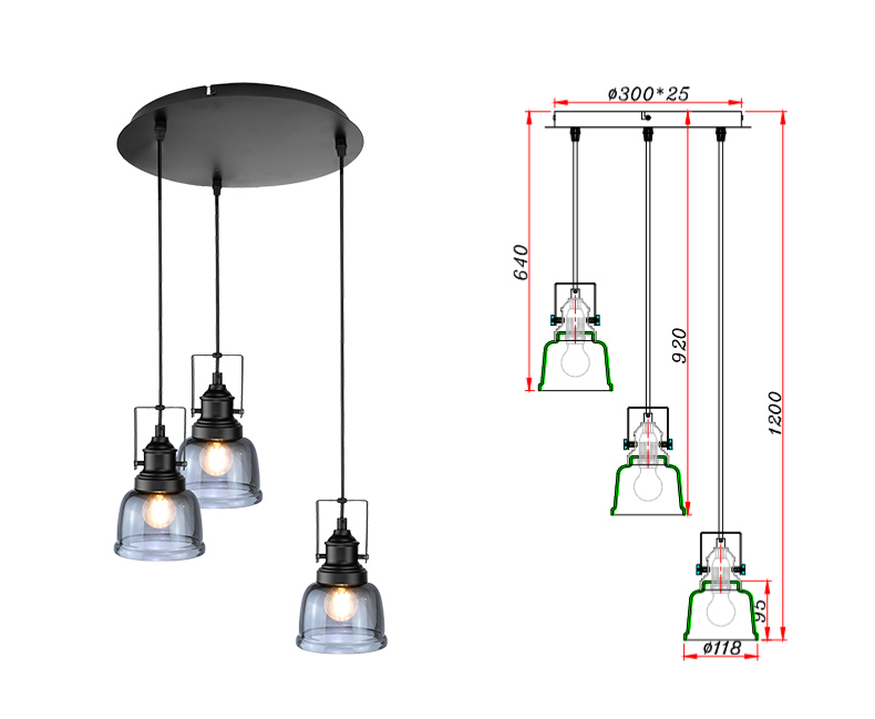 gray glass pendant light