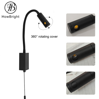 Bedside Headboard Reading Wall Lamp with Pull Switch