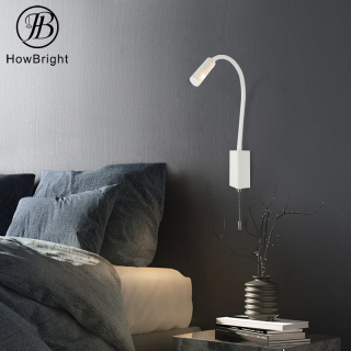 Bedside Headboard Reading Wall Lamp with Pull Switch