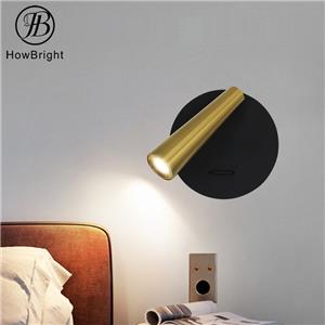 LED Aluminum Wall Lamp IP20 Round Black Gold Night Spotlight Corridor Bedside Reading Lamp for Bedroom
