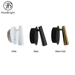 LED Aluminum Wall Lamp IP20 Round Black Gold Night Spotlight Corridor Bedside Reading Lamp for Bedroom