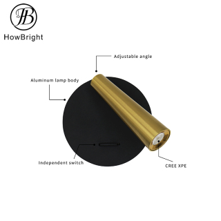 LED Aluminum Wall Lamp IP20 Round Black Gold Night Spotlight Corridor Bedside Reading Lamp for Bedroom