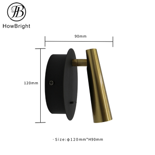 LED Aluminum Wall Lamp IP20 Round Black Gold Night Spotlight Corridor Bedside Reading Lamp for Bedroom