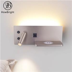 Indoor LED Hotel Wall Lamp with USB Charging Port