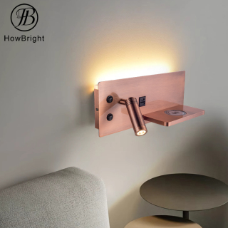 Indoor LED Hotel Wall Lamp with USB Charging Port