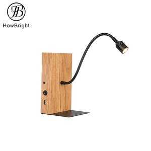 LED-Wandleuchte mit Holzsockel für den Innenbereich, Nachttischlampe