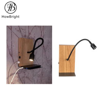 LED-Wandleuchte mit Holzsockel für den Innenbereich, Nachttischlampe