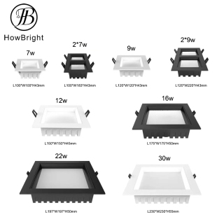Square Ceiling Recessed Down Lights 7W 9W Led Embedded SMD Spotlight