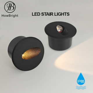 LED IP65 Recessed Step Wall Light Black Stair Light