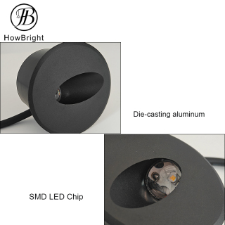 LED IP65 Recessed Step Wall Light Black Stair Light