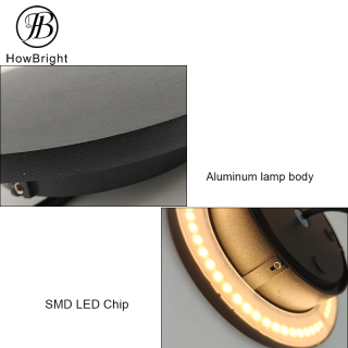 Luminária de parede redonda LED à prova d'água para exterior, ideal para casas de campo.