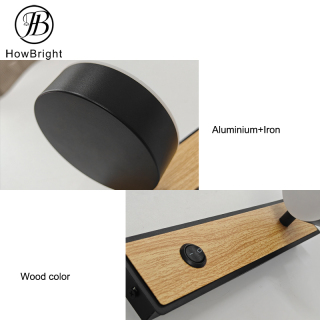 6W Wood color LED Aluminum Indoor Bedside Wall Sconce