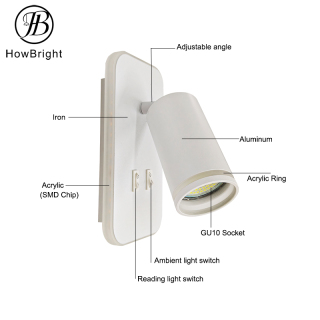 Nowoczesna okrągła i kwadratowa lampa ścienna LED z obrotowym oświetleniem