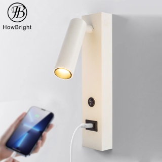 Indoor LED Wall Lamp with USB Charging Port
