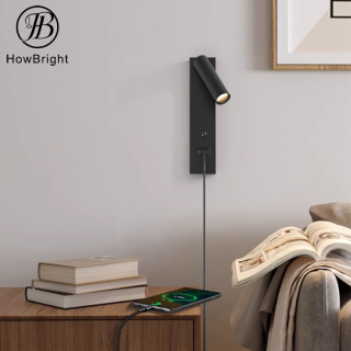 Indoor LED Wall Lamp with USB Charging Port