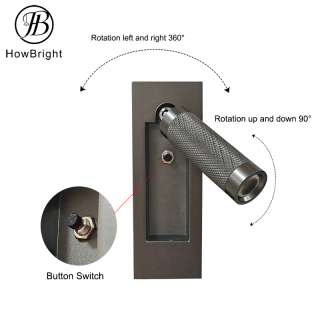 Simple 3W Bedside LED Wall Lamp with Button Switch