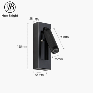 Simple 3W Bedside LED Wall Lamp with Button Switch