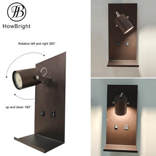 GU10 Indoor LED Wall Lamp with USB Charging Port