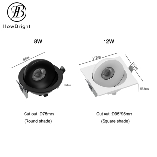 Single Head 0-80° Adjustable LED Recessed Downlight