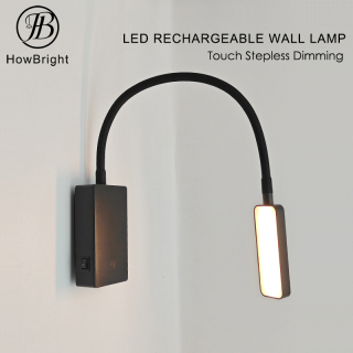 LED Rechargeable Gooseneck Wall Lamp with Touch Dimming
