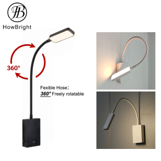 LED Rechargeable Gooseneck Wall Lamp with Touch Dimming