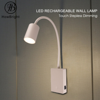 LED Rechargeable Bedside Reading Wall Lamp with Gooseneck