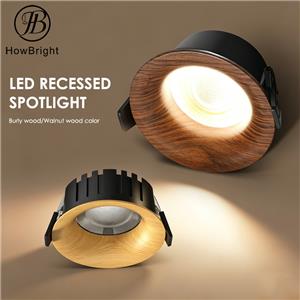 Aluminum 10W Anti-Glare Wood Color LED Recessed Downlight