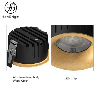 Aluminum 10W Anti-Glare Wood Color LED Recessed Downlight