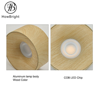 Aluminum Curved 12W Wood Color LED Surfaced Mounted Spotlight