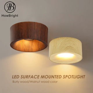 Aluminum Curved 12W Wood Color LED Surfaced Mounted Spotlight