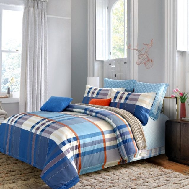 Fashionable Beige Stripe Cotton Bedding Set