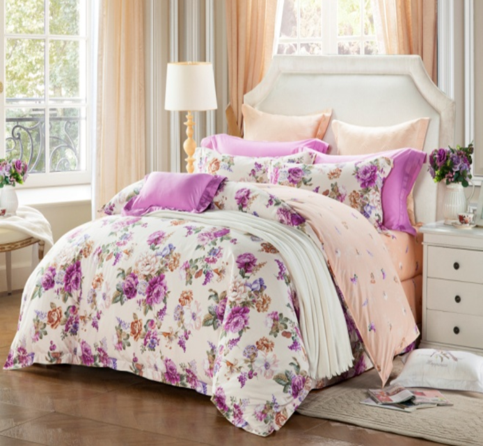 세련된 플로럴 코튼 프린트 침구