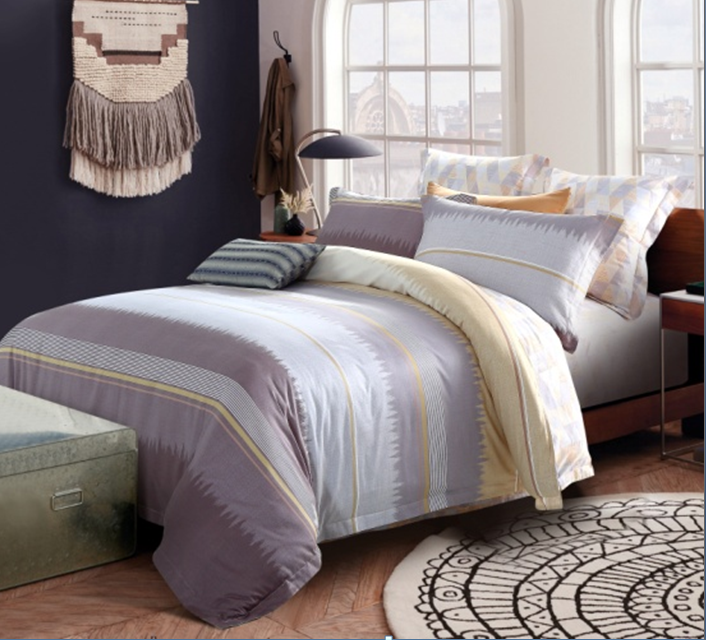 Linge de lit en coton à rayures frappantes